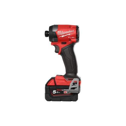 Milwaukee M18 FUEL 18V Cordless Twin Pack – Combi Hammer Drill & Impact Driver with 2×5.0Ah Batteries, Charger & Carry Case